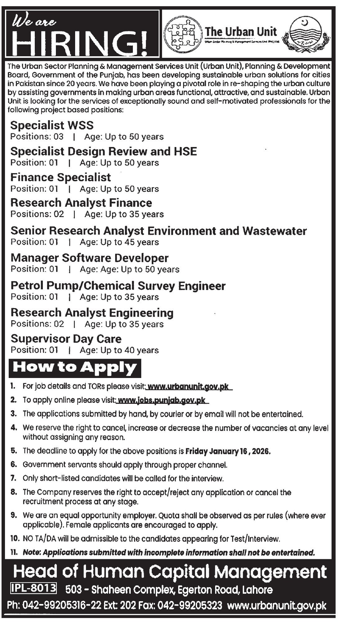 The Urban Unit Lahore Jobs 2026