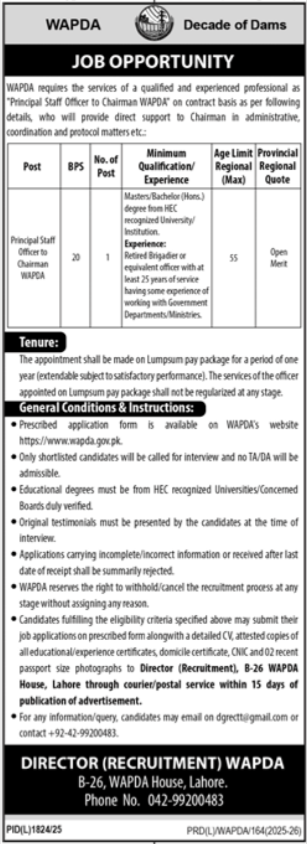 Water and Power Development Authority WAPDA Jobs 2025